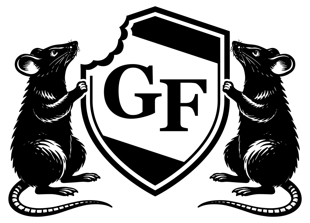 Grey Friends logo with rats holding a shield